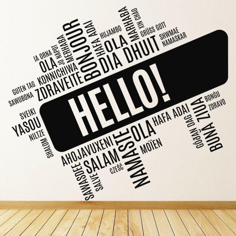 Interior Design Language - Hello yabancı dil duvar çıkartması oturma