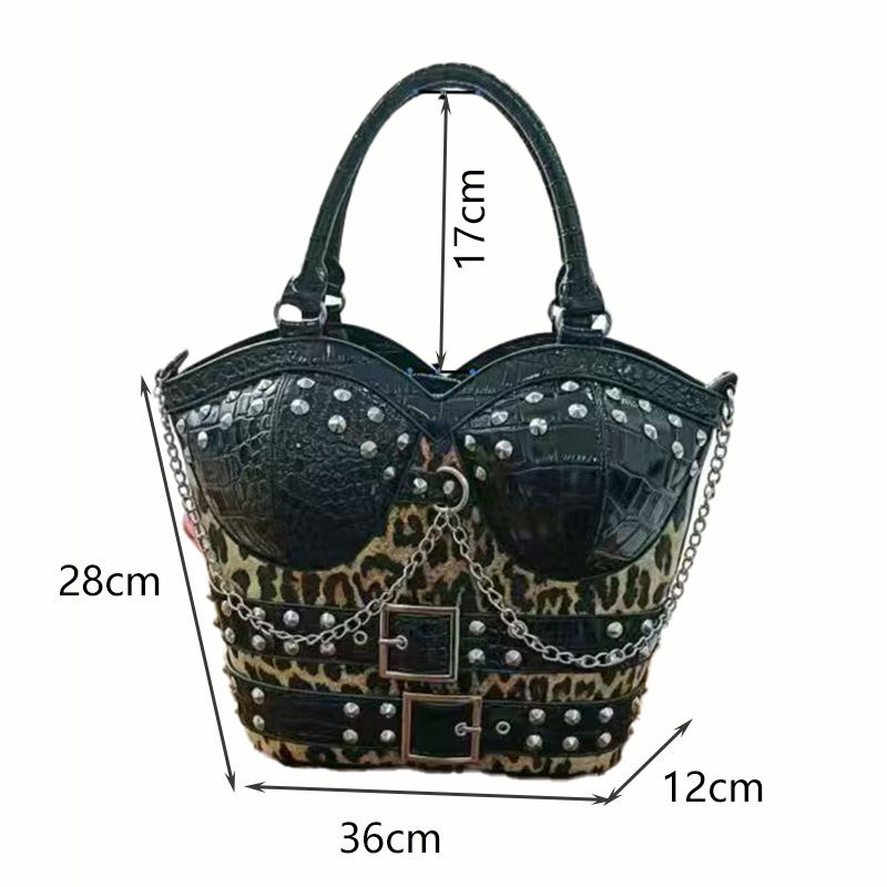 Interior Design Style - Kadınlar için leopar desenli çanta, punk