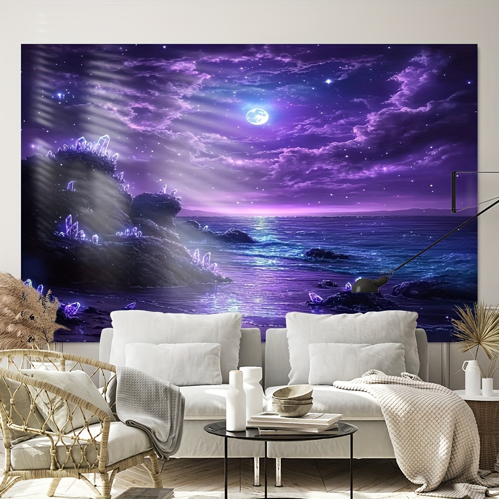 Mor Ay Okyanus Gece Duvar Resm - Interior Design Hd incelemesi ve fiyatı